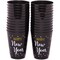 Happy New Year Party Cups, Reusable Plastic NYE Party Supplies (Black, 16 oz, 24 Pack)